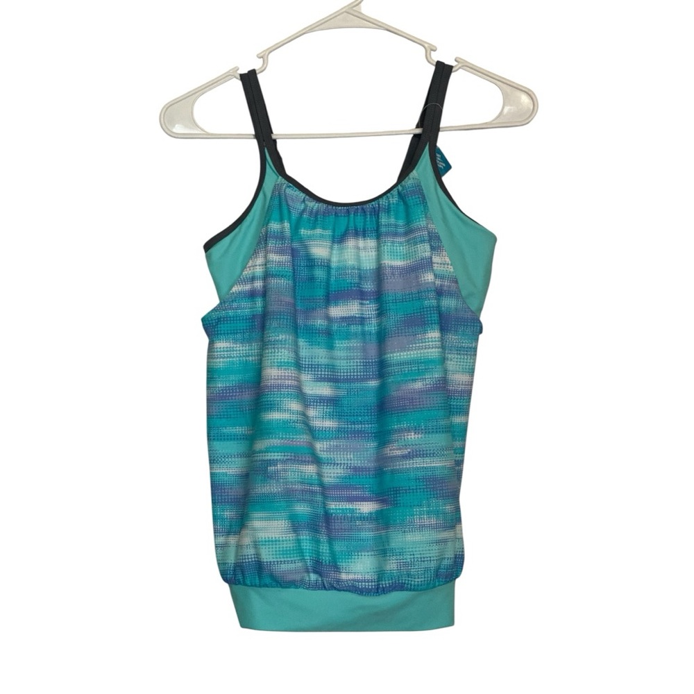 Free Country Teal Blouson Tankini Top Small NWT Adjustable Straps